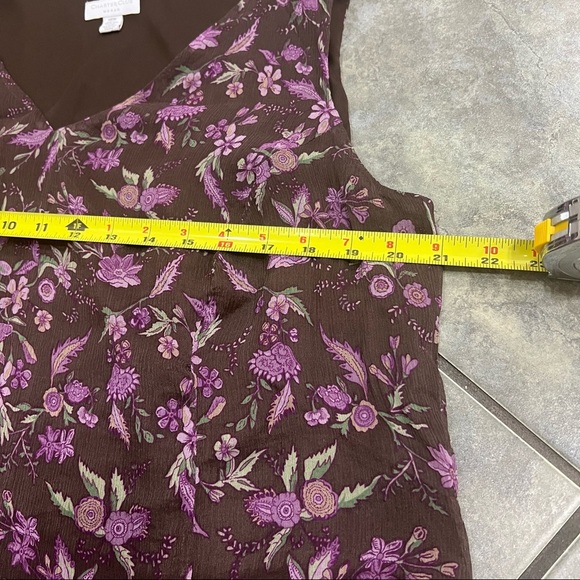 Charter Club 100% Silk Maxi Dress Fairy Purple Floral Womens Sz 18W Boho Cottage - Picture 7 of 8